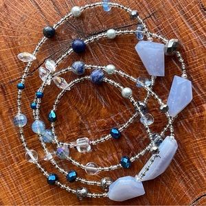 Amazonite, Blue Sodalite & Glass Beaded Necklace 36”
